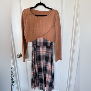 Plaid Dress w/ Removable Sweater